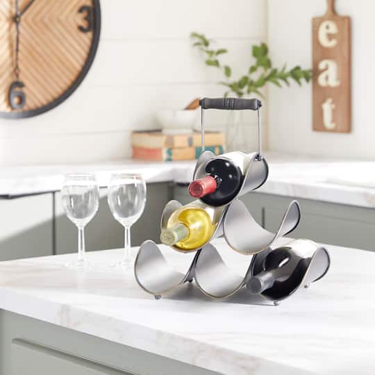 15" Black Metal Industrial Wine Rack